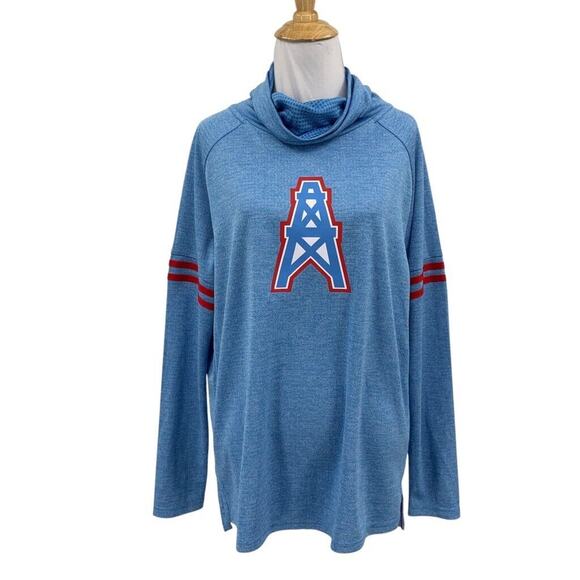 Nike Houston Oilers Sweatshirt Womens M Medium Dri Fit Long Sleeve Funnel Neck - Picture 1 of 11